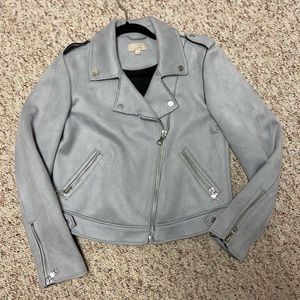 Gray Faux Suede Moto Jacket